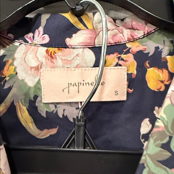 Papinelle Navy Floral Pajama Top with Pink and Yellow Accents - Picture 3 of 10
